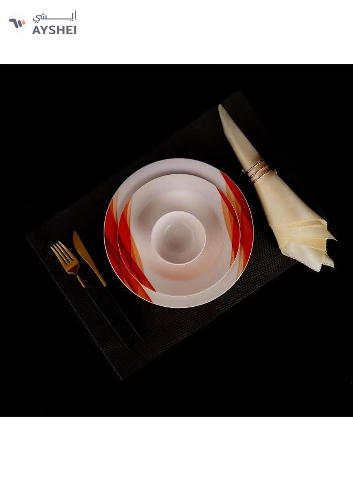 Delcasa DC2151 Ocean Melamine Ware Dinner Set 14-Pieces, White/Orange-3-3
