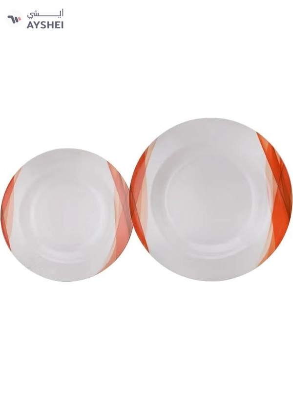 Delcasa DC2151 Ocean Melamine Ware Dinner Set 14-Pieces, White/Orange