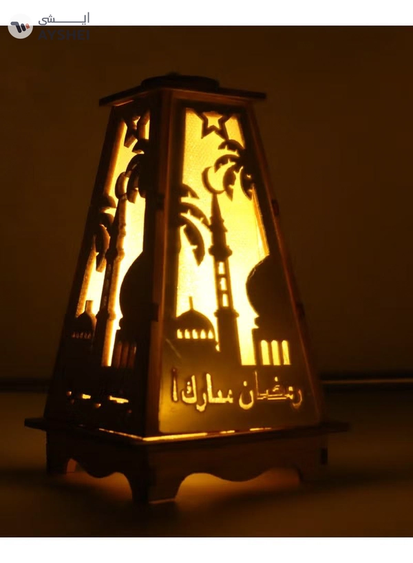 Yuwell 4 Pcs Wooden Ramadan Lantern Ramadan Mubarak Decoration Light Eid Decoration Lantern Lamp For Indoor And Outdoor Use Decoration Ramadan Light 13X8.5CM
