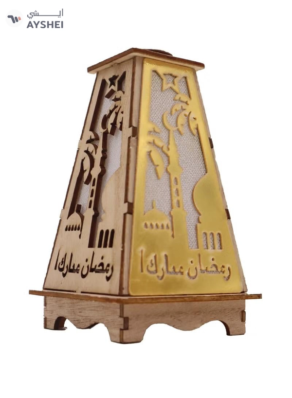 Yuwell 4 Pcs Wooden Ramadan Lantern Ramadan Mubarak Decoration Light Eid Decoration Lantern Lamp For Indoor And Outdoor Use Decoration Ramadan Light 13X8.5CM