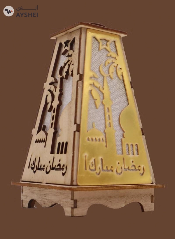 Yuwell 4 Pcs Wooden Ramadan Lantern Ramadan Mubarak Decoration Light Eid Decoration Lantern Lamp For Indoor And Outdoor Use Decoration Ramadan Light 13X8.5CM