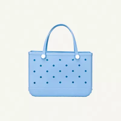 EVA 48 x 32 x 20 cm EVA Rubber Beach Tote Bag with 5 Summer Charms | Waterproof, Durable & Easy-to-Clean | Spacious Summer Beach Bag for Women & Family | (Sky Blue - Large)-3