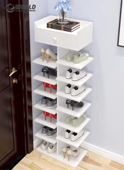 Eworld 15-Tier MDF Freestanding Shoe Rack Double Sided Organizer for Entryway High Heels -0