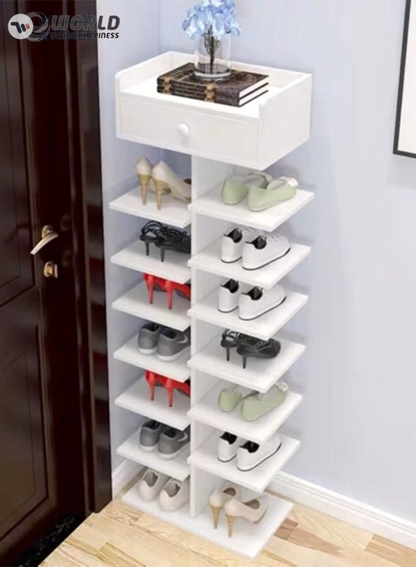 Eworld 15-Tier MDF Freestanding Shoe Rack Double Sided Organizer for Entryway High Heels 