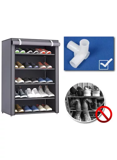 Eworld 5 Layer Stylish Shoe Organizer Rack for Entryway Hallway Storage Furniture with 5 Open Shelves-5