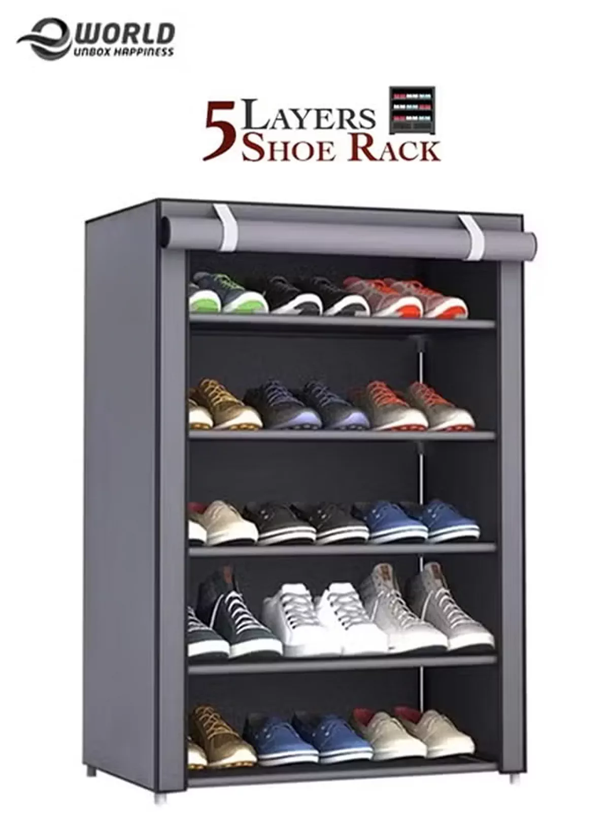 Eworld 5 Layer Stylish Shoe Organizer Rack for Entryway Hallway Storage Furniture with 5 Open Shelves