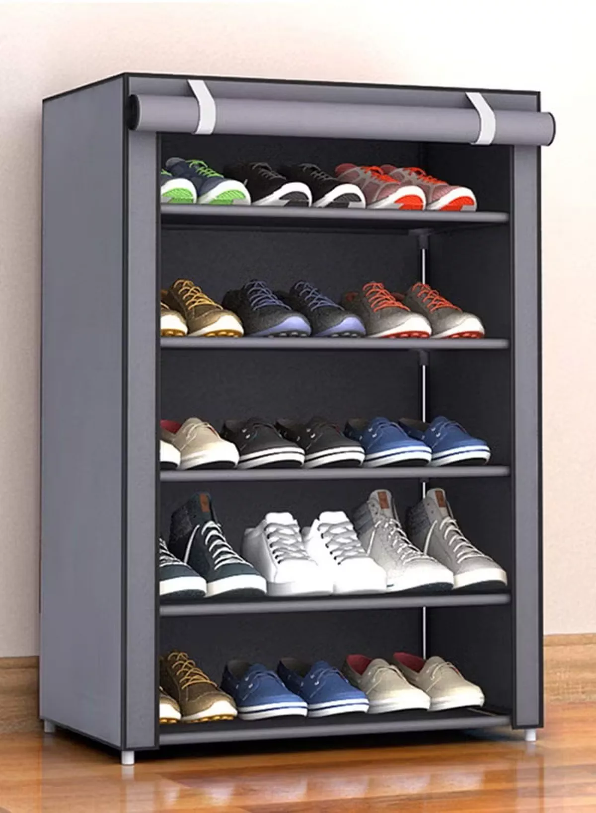 Eworld 5 Layer Stylish Shoe Organizer Rack for Entryway Hallway Storage Furniture with 5 Open Shelves-6-6