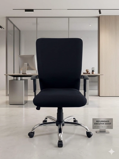 Black Executive Guest office chair-Leather Refurbished -0