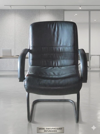 Black Executive Guest office chair-Leather Refurbished -1
