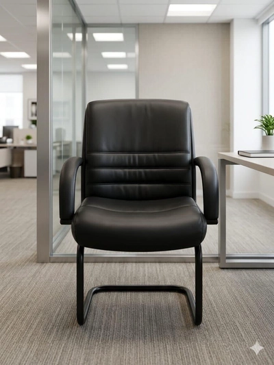 Black Executive Guest office chair-Leather Refurbished -2
