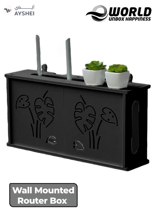 Eworld Stylish Wall-Mounted Router Rack for Wi-Fi Router, Set-Top Box, Light Cat Box, and More