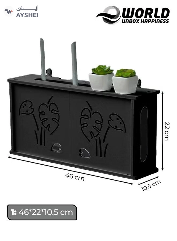 Eworld Stylish Wall-Mounted Router Rack for Wi-Fi Router, Set-Top Box, Light Cat Box, and More