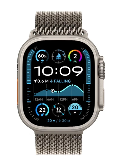 Apple Watch Ultra 2 (2024) GPS + Cellular 49mm Natural Titanium Case With Natural Titanium Milanese Loop - L-2