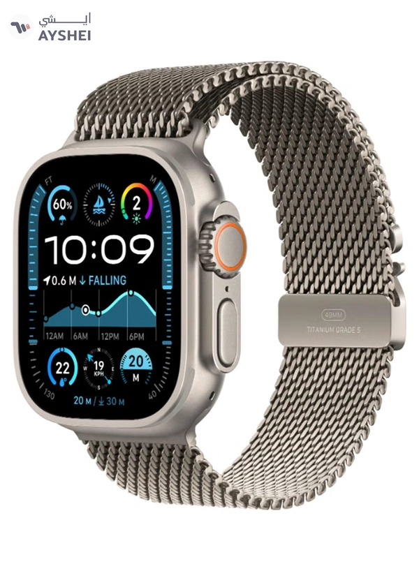 Apple Watch Ultra 2 (2024) GPS + Cellular 49mm Natural Titanium Case With Natural Titanium Milanese Loop - L
