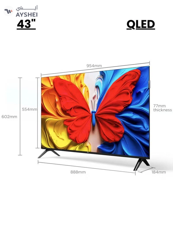 TCL 43 Inch S5K QLED Full HD Smart Google TV with Google Voice, HDR10, Dolby Audio, Google Cast, and Metallic Bezel-less Slim Design - 2025 Model 43S5K Black