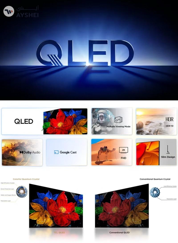 TCL 43 Inch S5K QLED Full HD Smart Google TV with Google Voice, HDR10, Dolby Audio, Google Cast, and Metallic Bezel-less Slim Design - 2025 Model 43S5K Black