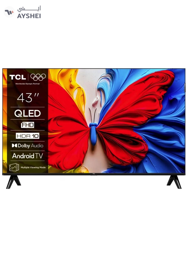TCL 43 Inch S5K QLED Full HD Smart Google TV with Google Voice, HDR10, Dolby Audio, Google Cast, and Metallic Bezel-less Slim Design - 2025 Model 43S5K Black
