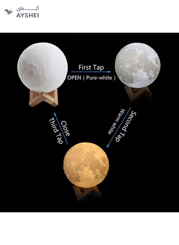 YouOKLight 3D Printed Moon Dimmable Night Lamp Yellow