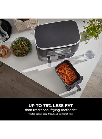 Ninja Foodi Dual Zone Digital Air Fryer, 2 Drawers, 7.6L, 6-In-1, Uses No Oil, Air Fry, Max Crisp, Roast, Bake, Reheat, Dehydrate, Cooks 4-6 Portions, Non-Stick, Dishwasher Safe Baskets 7.6 L 2470 W AF300ME/AF300EU Black-3