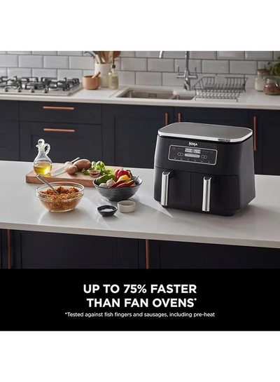 Ninja Foodi Dual Zone Digital Air Fryer, 2 Drawers, 7.6L, 6-In-1, Uses No Oil, Air Fry, Max Crisp, Roast, Bake, Reheat, Dehydrate, Cooks 4-6 Portions, Non-Stick, Dishwasher Safe Baskets 7.6 L 2470 W AF300ME/AF300EU Black-6