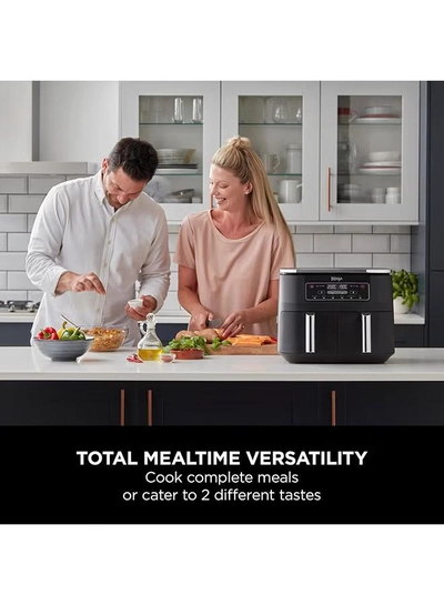 Ninja Foodi Dual Zone Digital Air Fryer, 2 Drawers, 7.6L, 6-In-1, Uses No Oil, Air Fry, Max Crisp, Roast, Bake, Reheat, Dehydrate, Cooks 4-6 Portions, Non-Stick, Dishwasher Safe Baskets 7.6 L 2470 W AF300ME/AF300EU Black-7