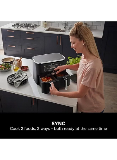 Ninja Foodi Dual Zone Digital Air Fryer, 2 Drawers, 7.6L, 6-In-1, Uses No Oil, Air Fry, Max Crisp, Roast, Bake, Reheat, Dehydrate, Cooks 4-6 Portions, Non-Stick, Dishwasher Safe Baskets 7.6 L 2470 W AF300ME/AF300EU Black-5