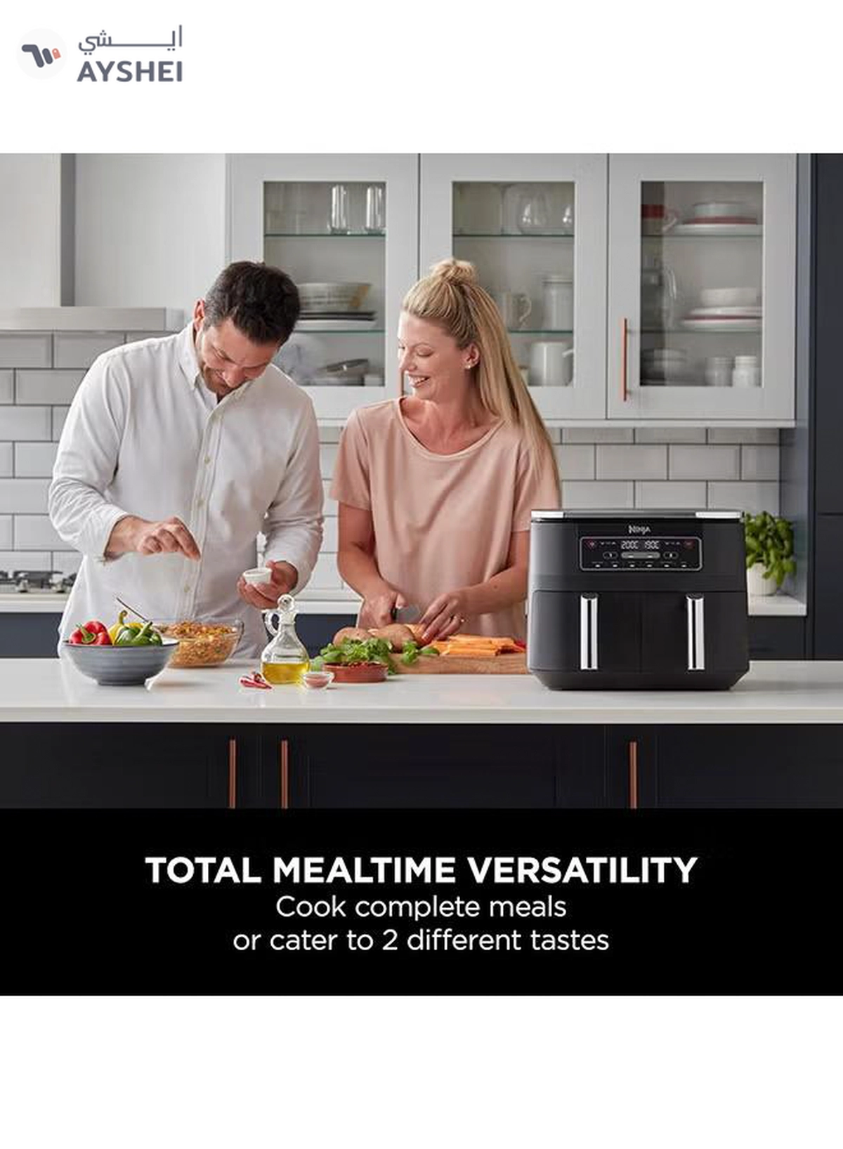 Ninja Foodi Dual Zone Digital Air Fryer, 2 Drawers, 7.6L, 6-In-1, Uses No Oil, Air Fry, Max Crisp, Roast, Bake, Reheat, Dehydrate, Cooks 4-6 Portions, Non-Stick, Dishwasher Safe Baskets 7.6 L 2470 W AF300ME/AF300EU Black-7-7