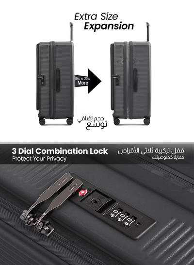 PARAJOHN FRONTARA Series Set of 2 Luggage| Small 10KG & Large 30KG ABS+Polycarbonate 8 Wheel Trolley Hardsided Travel Suitcase -GREY-2
