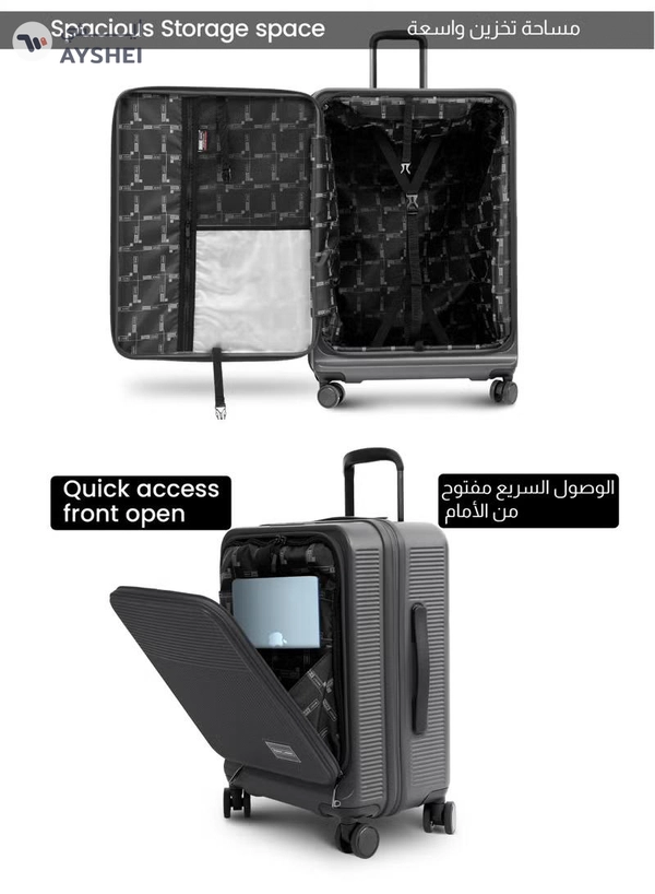 PARAJOHN FRONTARA Series Set of 2 Luggage| Small 10KG & Large 30KG ABS+Polycarbonate 8 Wheel Trolley Hardsided Travel Suitcase -GREY