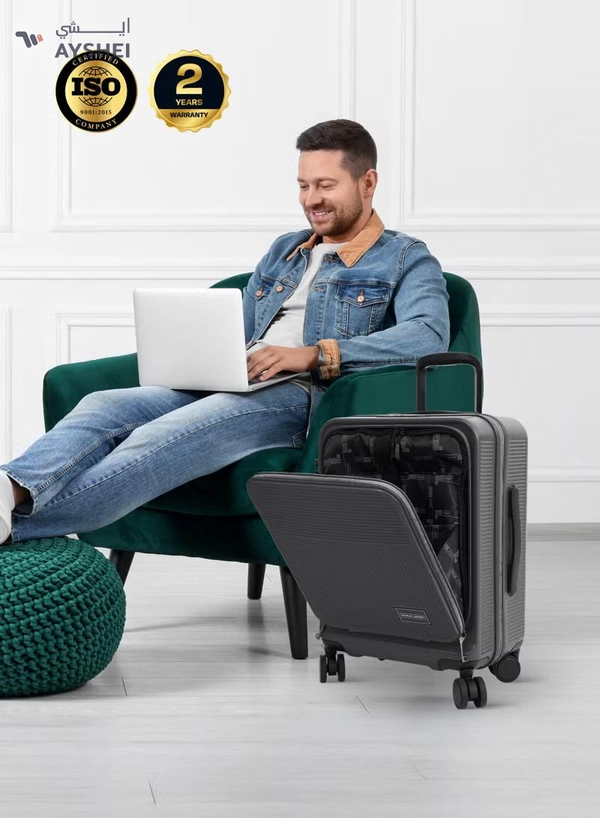PARAJOHN FRONTARA Series Set of 2 Luggage| Small 10KG & Large 30KG ABS+Polycarbonate 8 Wheel Trolley Hardsided Travel Suitcase -GREY