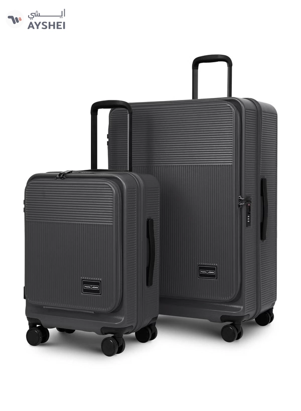 PARAJOHN FRONTARA Series Set of 2 Luggage| Small 10KG & Large 30KG ABS+Polycarbonate 8 Wheel Trolley Hardsided Travel Suitcase -GREY