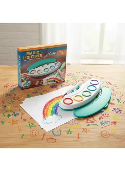 Magic Light Pen Drawing Kit for Children, Innovative Color Changing Art Toy with Reusable Drawing Paper, Multicolor Creative Painting Set, Educational Learning Activity and Fun Birthday Gift for Kids-0