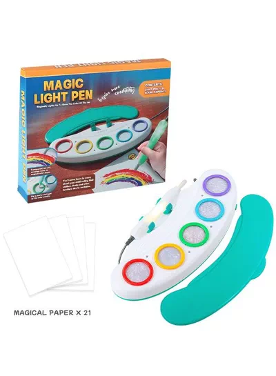 Magic Light Pen Drawing Kit for Children, Innovative Color Changing Art Toy with Reusable Drawing Paper, Multicolor Creative Painting Set, Educational Learning Activity and Fun Birthday Gift for Kids-1