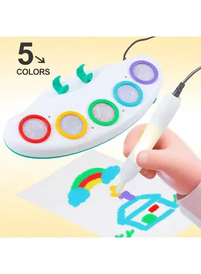 Magic Light Pen Drawing Kit for Children, Innovative Color Changing Art Toy with Reusable Drawing Paper, Multicolor Creative Painting Set, Educational Learning Activity and Fun Birthday Gift for Kids-2