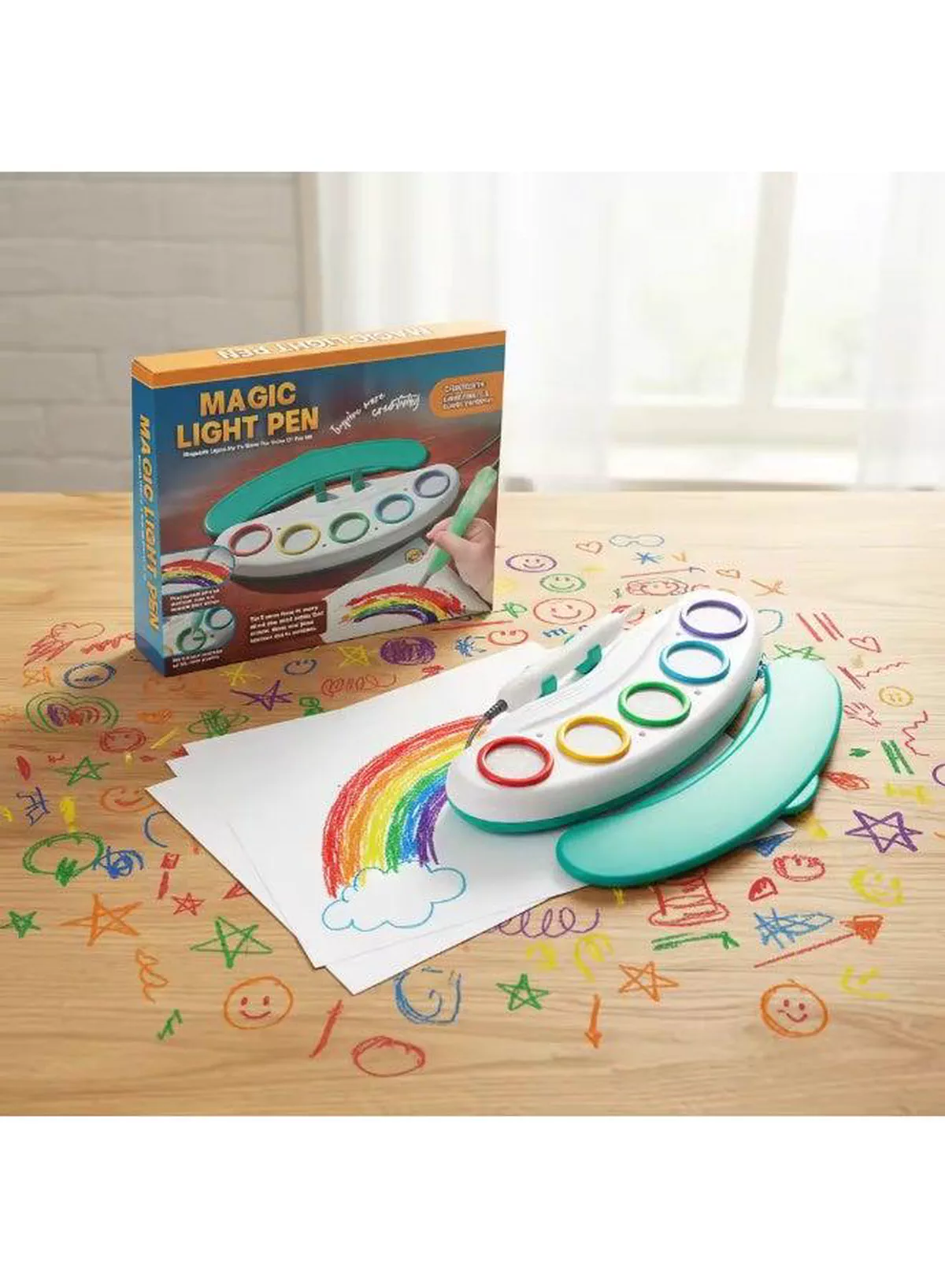 Magic Light Pen Drawing Kit for Children, Innovative Color Changing Art Toy with Reusable Drawing Paper, Multicolor Creative Painting Set, Educational Learning Activity and Fun Birthday Gift for Kids