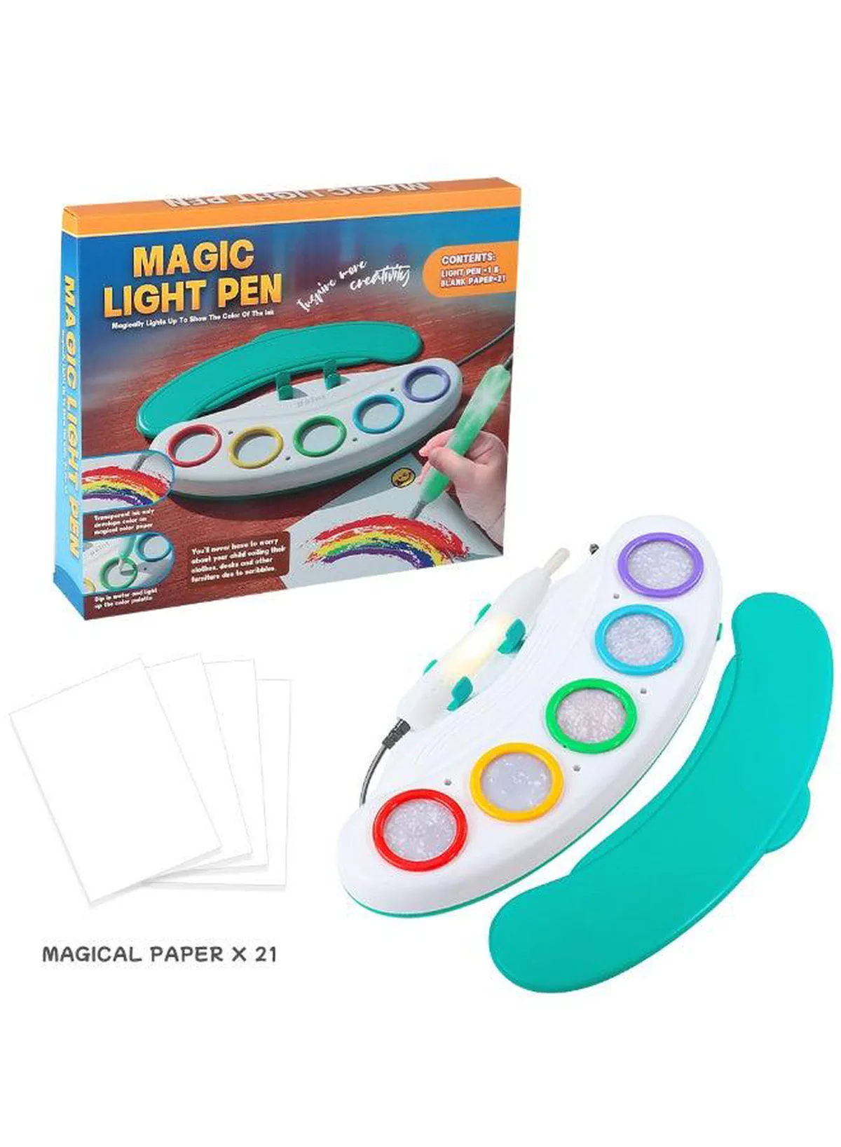 Magic Light Pen Drawing Kit for Children, Innovative Color Changing Art Toy with Reusable Drawing Paper, Multicolor Creative Painting Set, Educational Learning Activity and Fun Birthday Gift for Kids-1-1