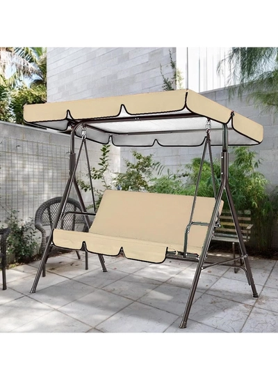 DubaiGallery 3 Seat Swing Chair, 3 Seater Garden Swing Seat Chair, Outdoor Swinging Chair 3 Seat Bench with Adjustable Canopy Removable Cushion for Patio Poolside Porch-0