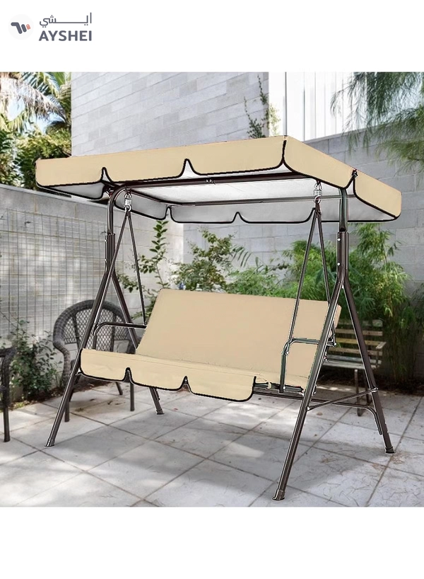 DubaiGallery 3 Seat Swing Chair, 3 Seater Garden Swing Seat Chair, Outdoor Swinging Chair 3 Seat Bench with Adjustable Canopy Removable Cushion for Patio Poolside Porch