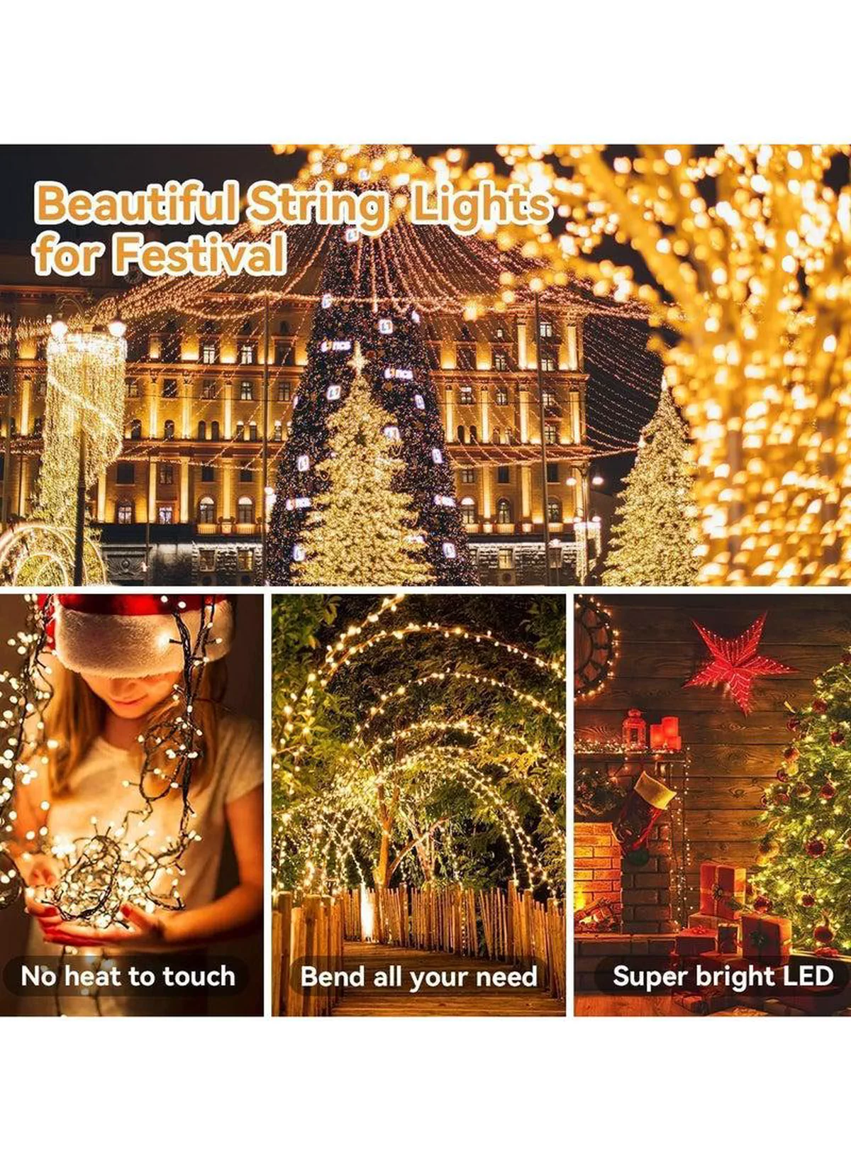 Warm White String Lights, 50 Meters with 450 LEDs, Battery-Powered for Eid, Weddings, Parties, Outdoor Spaces and Festive Decor-3-3