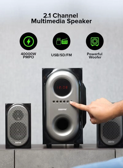 GEEPAS 2-In-1 CH Multimedia Speaker, Remote Control | Powerful 5.25 Inch Sub-Woofer | USB, Bluetooth And Multiple Device Inputs | Surround Sound Effect Super Bass GMS7493N Black-3