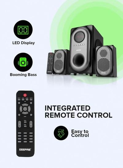 GEEPAS 2-In-1 CH Multimedia Speaker, Remote Control | Powerful 5.25 Inch Sub-Woofer | USB, Bluetooth And Multiple Device Inputs | Surround Sound Effect Super Bass GMS7493N Black-4