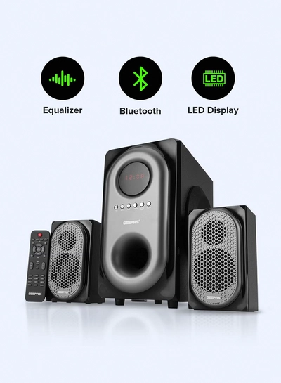 GEEPAS 2-In-1 CH Multimedia Speaker, Remote Control | Powerful 5.25 Inch Sub-Woofer | USB, Bluetooth And Multiple Device Inputs | Surround Sound Effect Super Bass GMS7493N Black-0