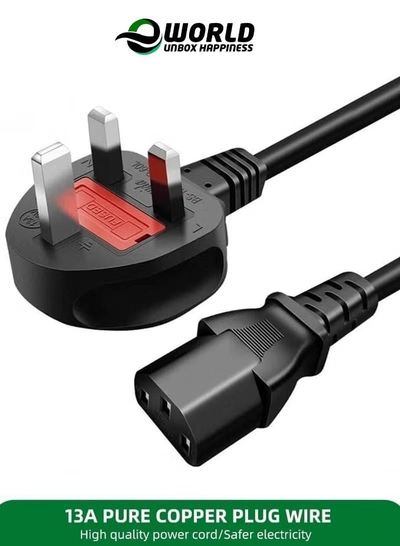 Eworld Power Cable 1.5M – High-Quality 13A Pure Copper Plug Wire with Protection Fuse, IEC C13 -0