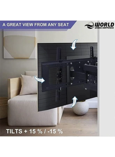Eworld Full Motion TV Wall Mount – For 32"-70" LED/LCD Flat or Curved TVs, Dual Articulating Arms-4