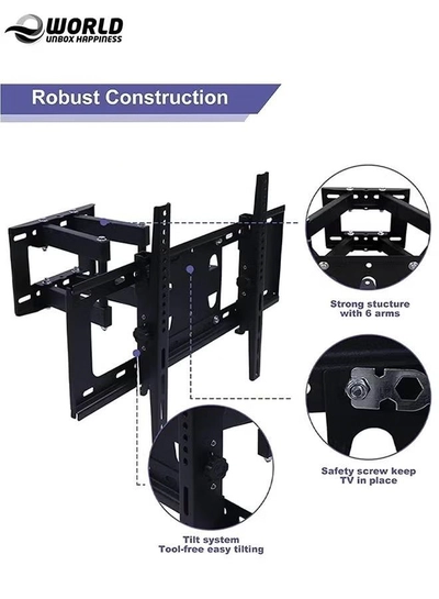 Eworld Full Motion TV Wall Mount – For 32"-70" LED/LCD Flat or Curved TVs, Dual Articulating Arms-2