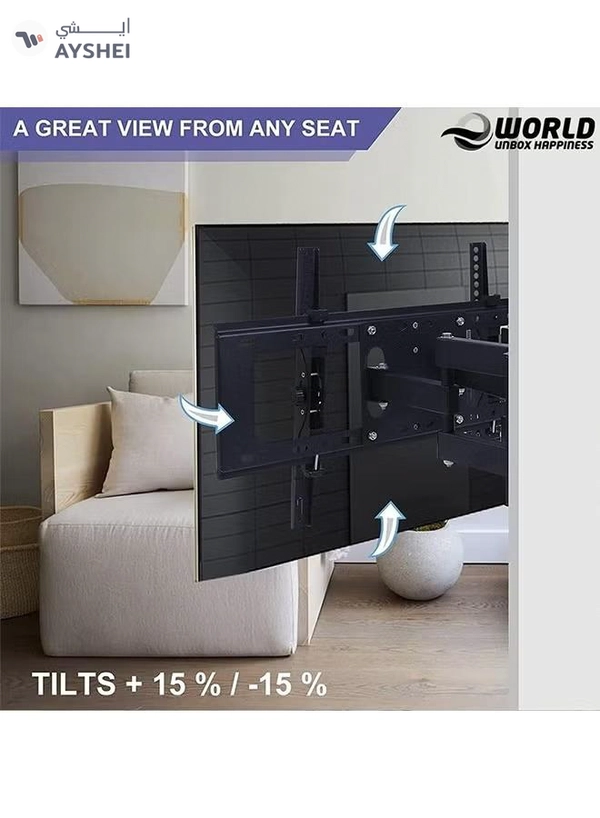 Eworld Full Motion TV Wall Mount – For 32"-70" LED/LCD Flat or Curved TVs, Dual Articulating Arms