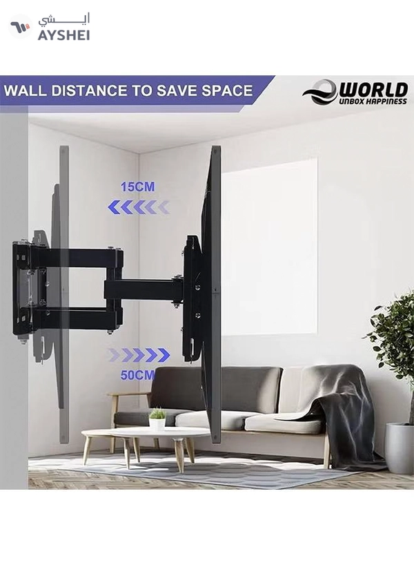 Eworld Full Motion TV Wall Mount – For 32"-70" LED/LCD Flat or Curved TVs, Dual Articulating Arms
