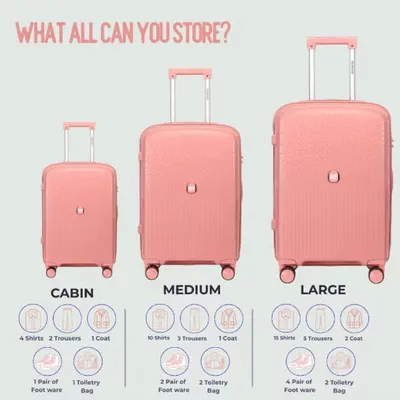 British Tourister 3 Piece Polypropylene Hard Side Spinner Luggage Trolley Set 20/24/28 Inch - Rose Gold-6