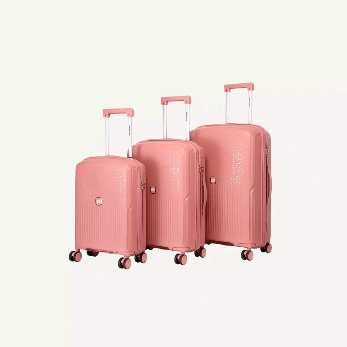 British Tourister 3 Piece Polypropylene Hard Side Spinner Luggage Trolley Set 20/24/28 Inch - Rose Gold