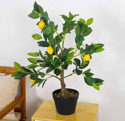 Yatai Decor Artificial Lemon Fruit Plant – Artificial Tree Outdoor With Plastic Pot – Plants-0